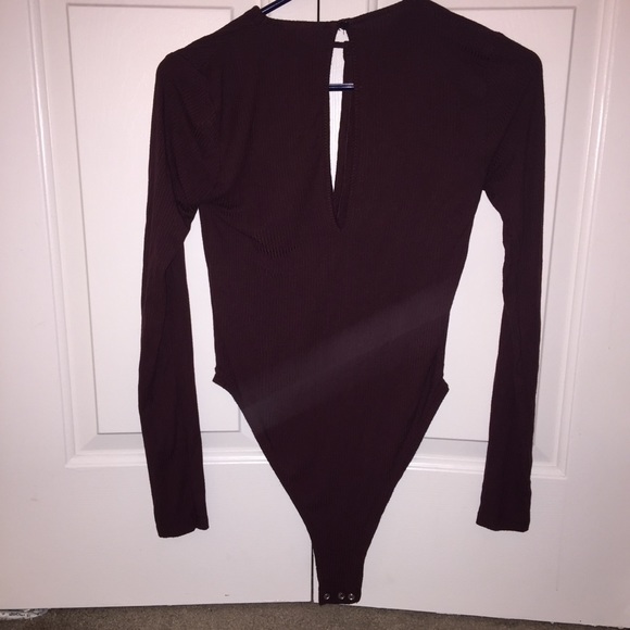 Topshop Maroon Front Slit Bodysuit - Picture 3 of 4